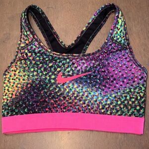 Nike Neon Pink-Accent Multicolor Sequin-Effect Sports Bra